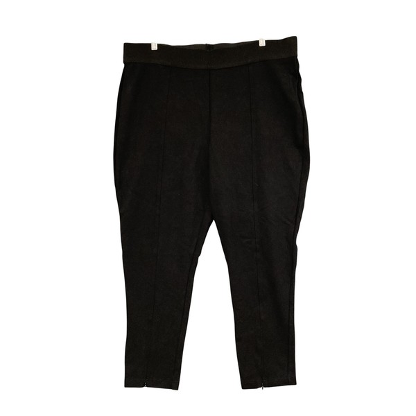 Piper Curve Pants Womens L Black Ponte Slim Tapered Elastic Waist Ankle Zip