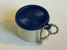 Tupperware mini VINTAGE SERVALIER CANISTER keychain 80s HTF Blue seal white bowl