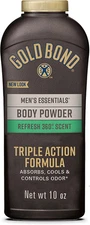 Men'S Essentials Talc-Free Body Powder, 10 Oz., Refresh 360 Scent, Wetness Prote