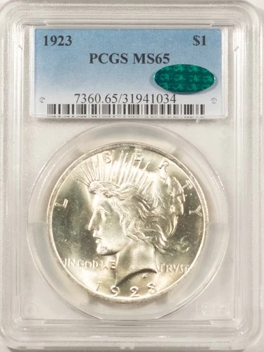 1923 $1 PEACE DOLLAR - PCGS MS-65, BLAST WHITE, PREMIUM QUALITY & CAC APPROVED!