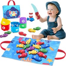 Montessori Toys for 1 Year Old, Toddler Fishing Game with Stacking Cups, Lear...
