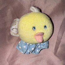 VTG Eden Duck Plush Wrist Rattle Baby Toy Terry Rare HTF Yellow Blue White Dots