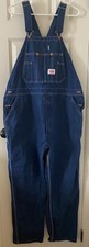 ROUND HOUSE Men  s Blue Denim Bib/Carpenter Overalls 42  x 32  Made In USA VINTAGE