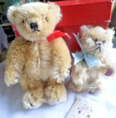 Vintage Linda Neison Teddy Bear German Mohair 5'' & Pal