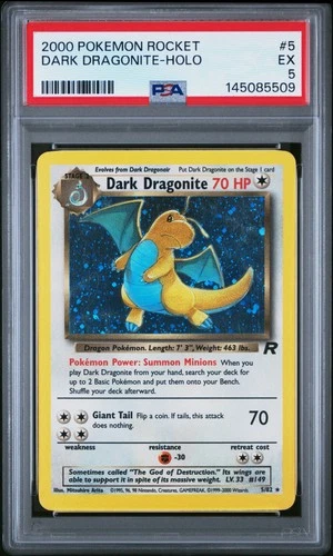 2000 POKEMON ROCKET #5 DARK DRAGONITE-HOLO PSA 5