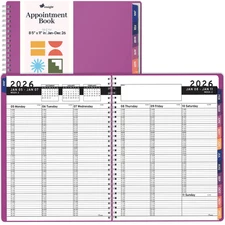 2026 Appointment Book Planner 8.5 x 11 inch Large Magenta Tabbed Daily Hourly