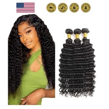 Human Hair Bundles Deep Wave Bundles Human Hair 10A Brazilian Virgin Deep Wav...