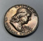 1960 US Franklin Half Dollar RED TONED *UNIQUE Natural Toner* Full Bell