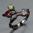 Antique ring Natural Rhodolite Ring 925 Sterling Silver Size 6.25 /R467056