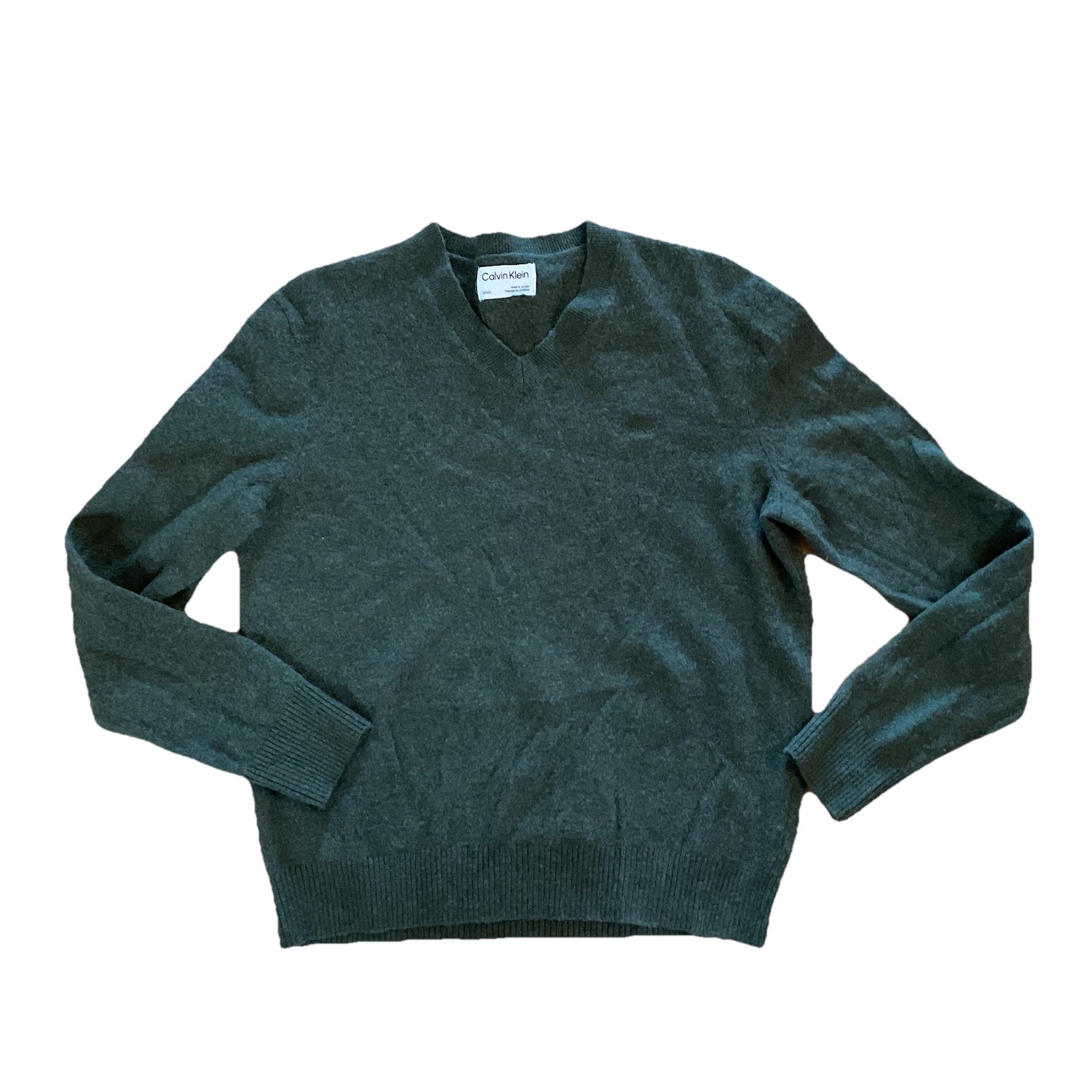 Calvin Klein 100% Wool Long Sleeve Sweater Women's Sz Small S Pullover Green
