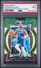 2024 PANINI SELECT GREEN/WHITE/PURPLE PRIZM #55 DAMIAN LILLARD PSA 9