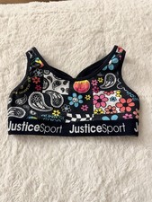 Justice Sport Oh So Soft 28 Girls Sports Bra Black Multicolor Floral Paisley