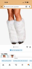 Premium White Fuzzy Leg Warmers Women Winter Fur Christmas Santa Boot Cuffs