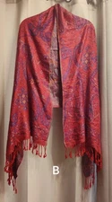 Gorgeous Women's Pashmina Scarf Dark Pink Tones Paisley 100% Pashmina