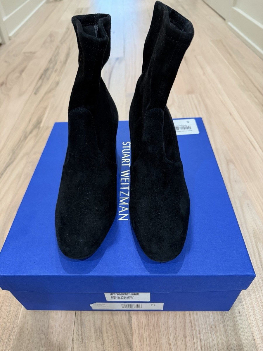Stuart Weitzman Siggy 60 Black Suede Booties Size 37.5 View 4