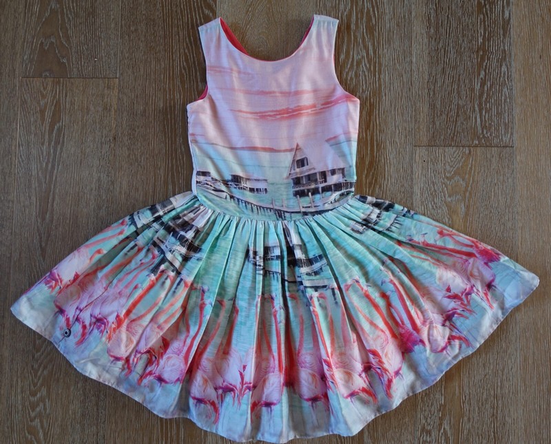 Jottum Girls Pink Flamingo Dress Size 9-10 NWOT