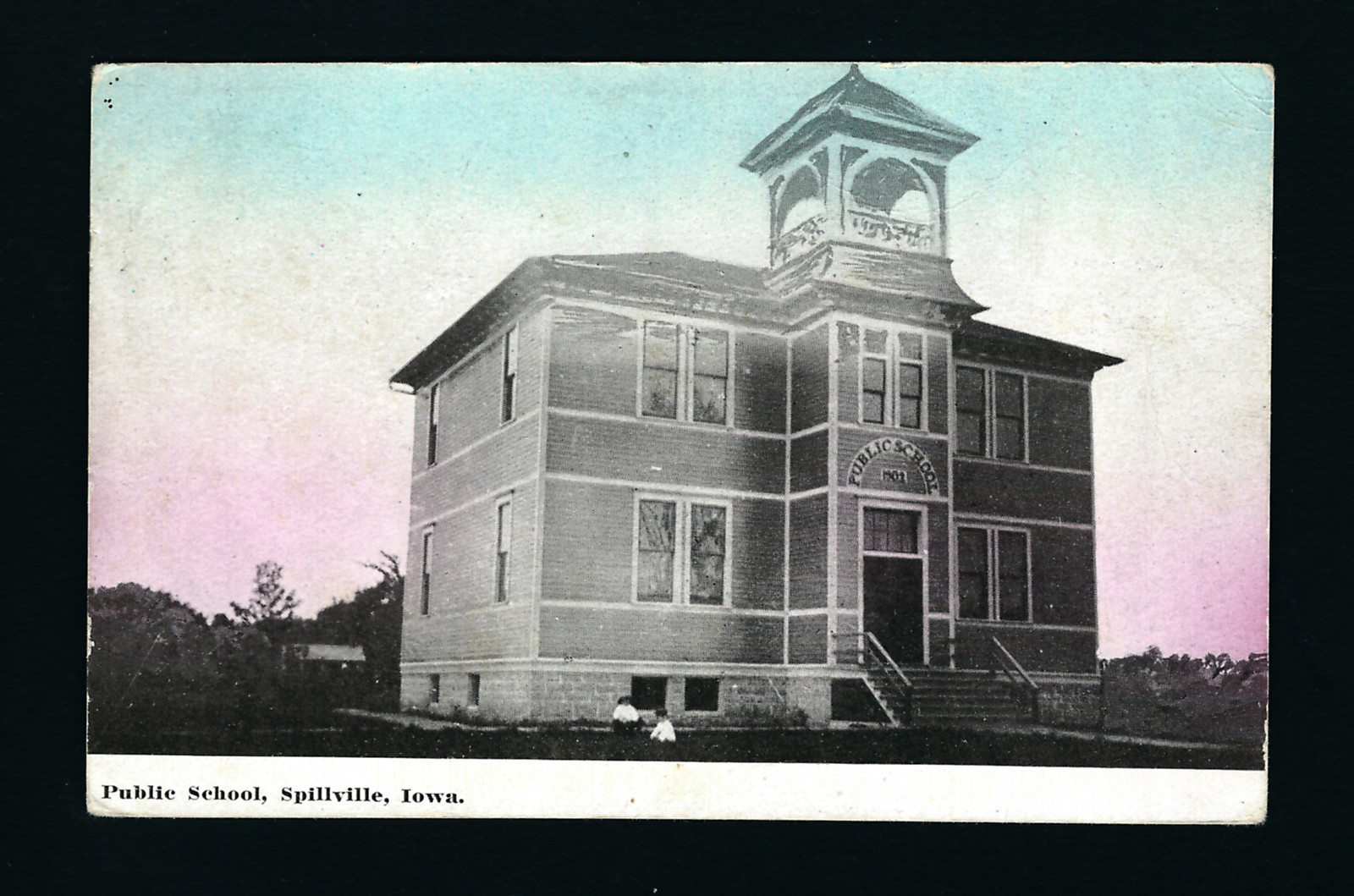 Spillville Iowa IA c1910 Old 1901 3 Story Public School Building, Tall Bell Twr eBay