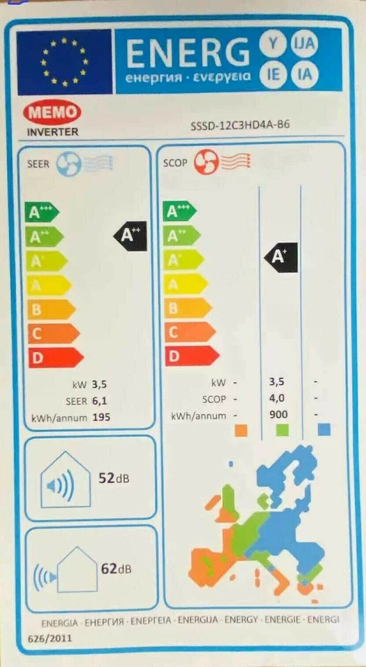 Split Klimaanlage Inverter 12000 BTU Klimagerät R32 3,5 kW A++ Wi-Fi 3m Leitung - Bild 4 von 4