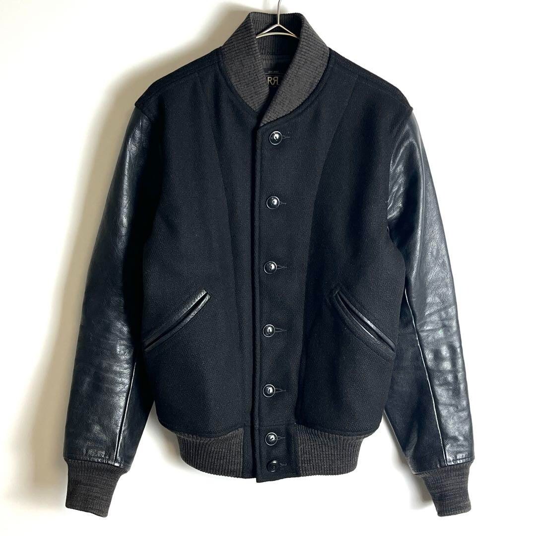 【美品】RRL BLACK CAT LEATHER VARSITY JACKET RRL RALPH LAUREN Black Cat Leather Varsity Jacket Men's size