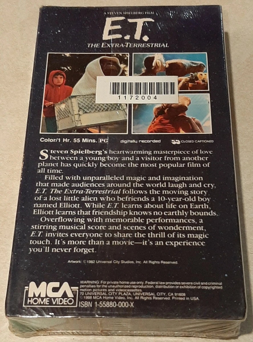 1982 E.T. The Extra-Terrestrial MCA Home Video VHS Black &amp; Green, factory  sealed