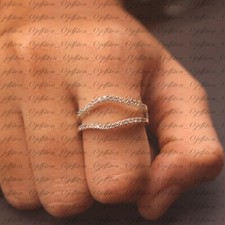 0.45 Ct Round Cut White Diamond 14K White Gold Over Enhancer Guard Matching Band