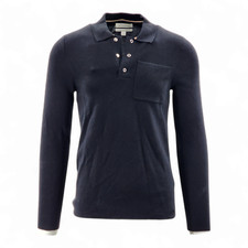 M&S Autograph Cotton Rich Textured Knitted Polo Mens Long Sleeve Shirt