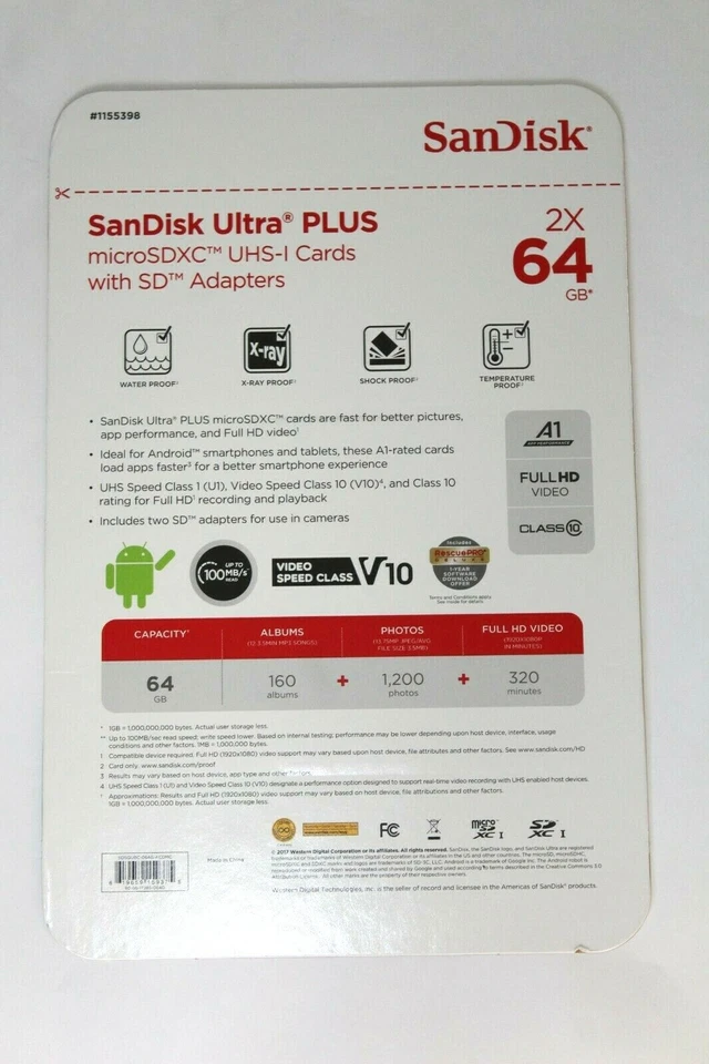 SanDisk Ultra Plus 64GB microSDXC UHS-I Card with SD Adapter (2 Pack of 64 GB) ( - Image 4 of 4