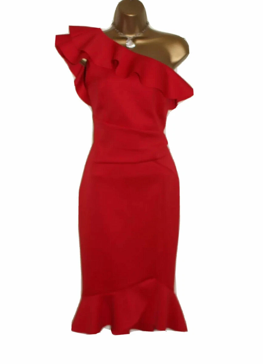 Lipsy Red Bodycon Dress 12 Occasion Wedding Party Evening Abbey Clancy
