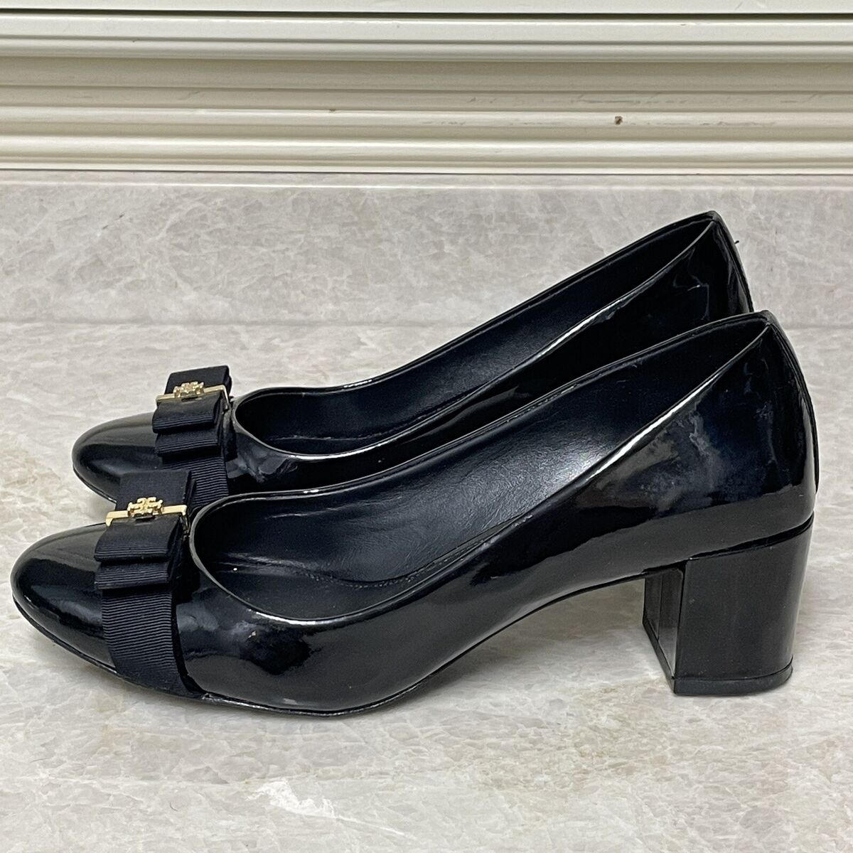 Tory Burch Ribbon Bow Pumps W 7.5M Black Patent Leather Tory Burch Ribbon Bow Pumps W 7.5M Black Patent Leather