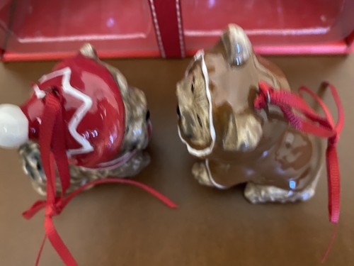 NIB New Blue Sky Clayworks Stoneware Terrier Dog Puppy Christmas ORNAMENTS Set 2 - Picture 9 of 10