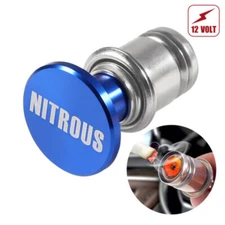1Pc 12V NITROUS Button Blue Car Cigarette Lighter Cover Decoration Accessories