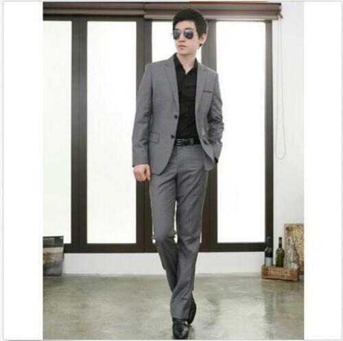 Neu formeller Herren Slim Fit stilvoller Anzug Anzüge zwei Knöpfe Anzug Set Jacke Hose Krawatte @ - Bild 15 von 26