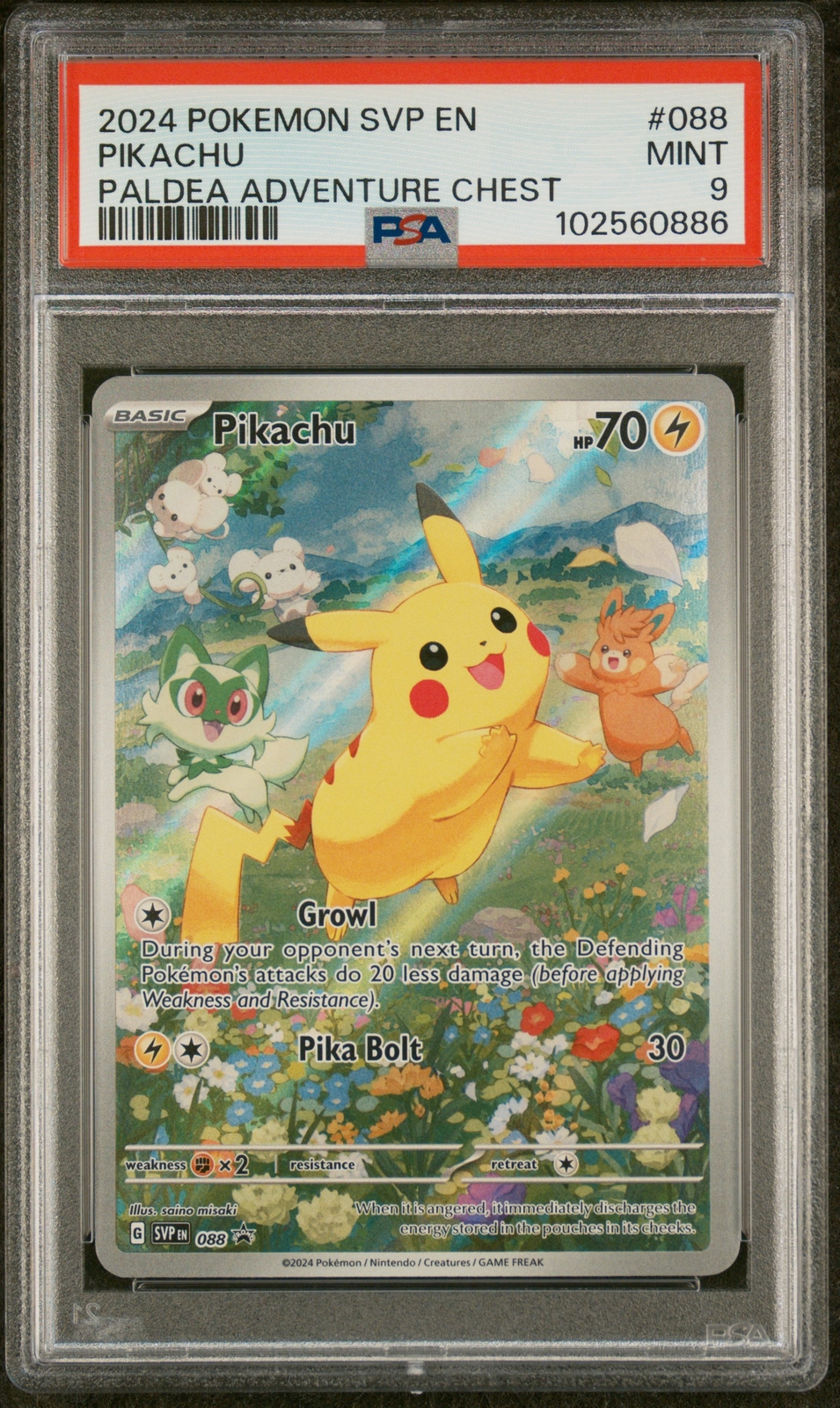 2024 POKEMON SVP EN-SV BLACK STAR PROMO PALDEA ADVENTURE CHEST PIKACHU PSA 9