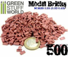 Green Stuff World 1:35 (1:32-1:43) Scale 500 Red Ceramic Model Bricks - Scenery