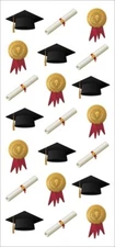 Scrapbooking Crafts Puffy Stickers Graduation Caps Diplomas Awards Repeats Black