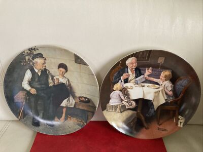 2x Knowles Norman Rockwell Wandteller 1979/ 1985 USA, Durchmesser 22 cm, Rar