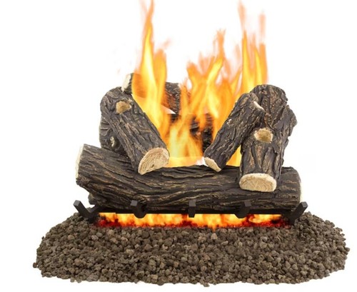allen + roth 24-in 55000-BTU Dual-Burner Vented Gas Fireplace Logs | eBay