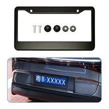2Pcs Car Stainless Steel Metal License Plate Frame Tag Cover With Screw Caps USA