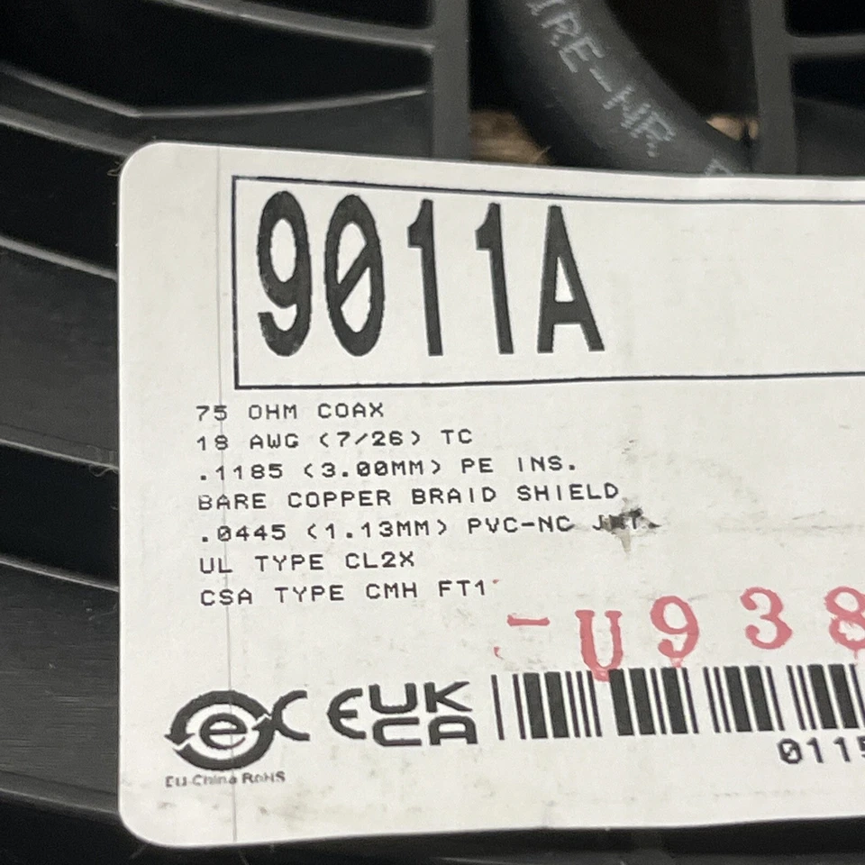 9011A 18 AWG 500 FT CARRETE NEGRO 75 OHM COAX Foto 2 de 3