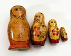 Vintage USSR Soviet Union Dolls Set Wooden Hand Painted Nesting Dolls w ...