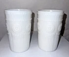 Pioneer Woman Adeline 2 Embossed White Milk Glass Tumblers 12 oz vintage style