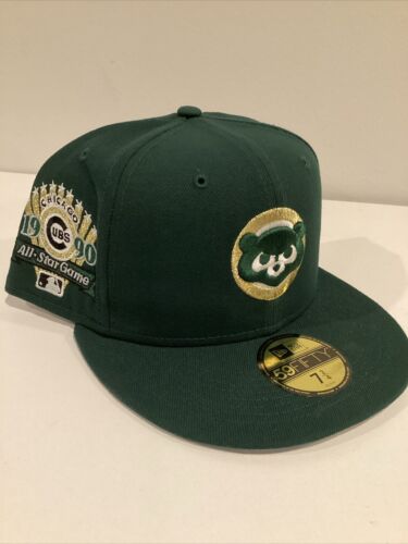 Chicago Cubs New Era 59FIFTY Green Gold 1990 All Star Game Hat Cap 7 3/4
