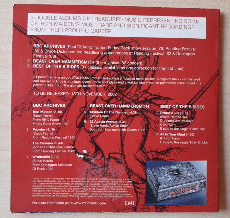 IRON MAIDEN Eddie´s Archive rare Promo CD | Metal Priest NWOBHM No Tour Shirt  - Bild 2 von 4