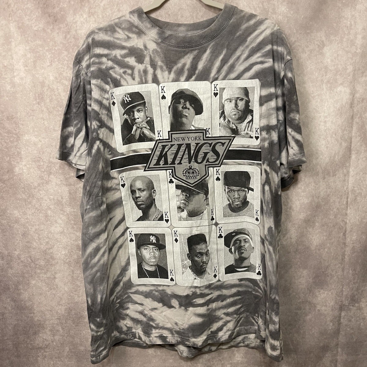Vintage 90s New York Music Kings Tie-Dye Rap Black T-Shirt Adult