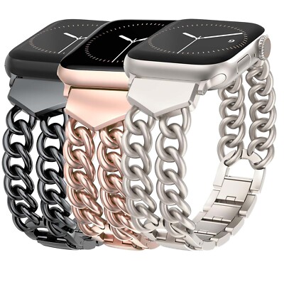 Double Chain Bracelet for Apple Watch 38/40/41/42/44/45/46/49mm Stainless Steel
