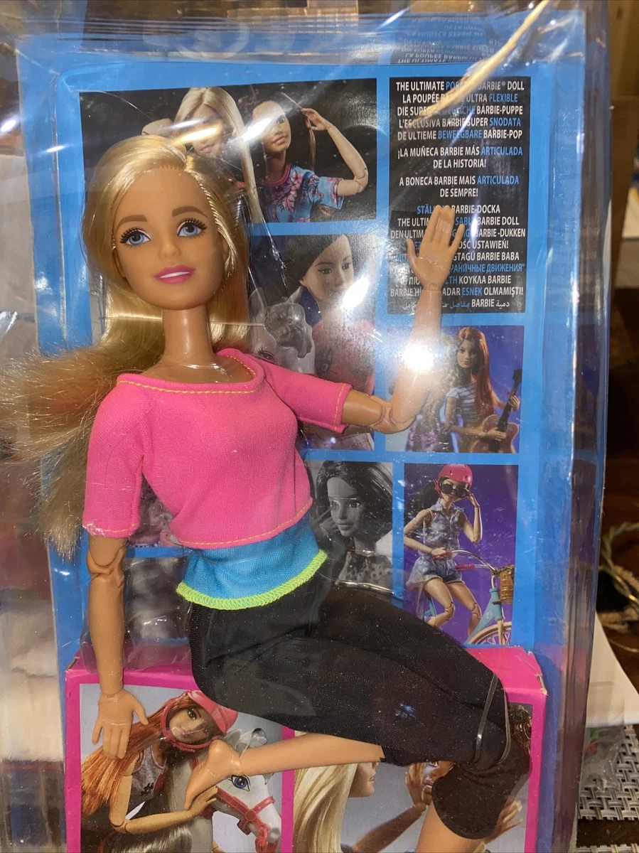 Barbie Made to Move Yoga Doll (pink top) - with Blonde Hair Jointed New In  Box