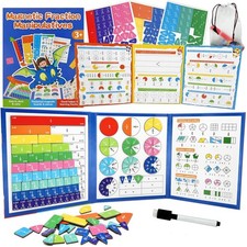 Magnetic Fraction Tiles  Circles set with Dry Erase Math Learning Kit