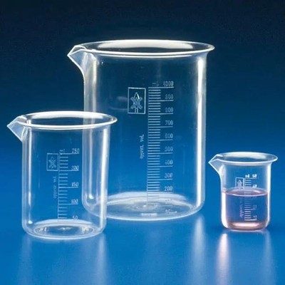 Graduierter Messbecher Niedrige Form PMP Transparent Laborbedarf, abriebfest