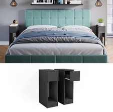 Nightstand, Black, 20 x 59.5 cm Set of 2 Bedside Table