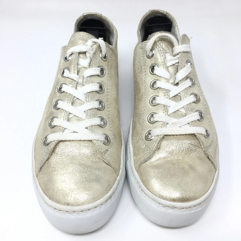 Paul Green Bixby Shoes Sneakers Womens Size 7 US 4.5 UK Gold Leather Lace Up - Image 4 of 4